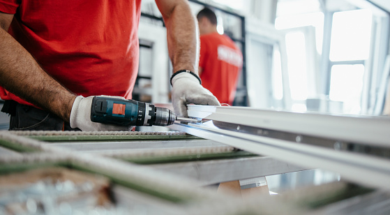 factory interiors for manufacturing pvc windows and doors.